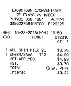 Store Receipt